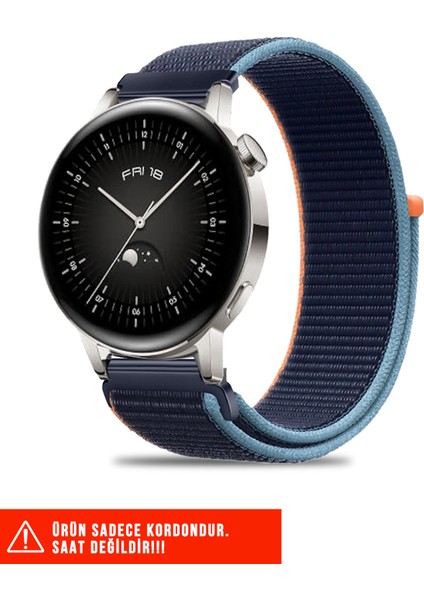 Huawei Watch Gt / Gt2 / Gt3 Elegant 42MM Uyumlu Hasır Örgü Spor Cırtlı Pratik Naylon Kordon 20MM