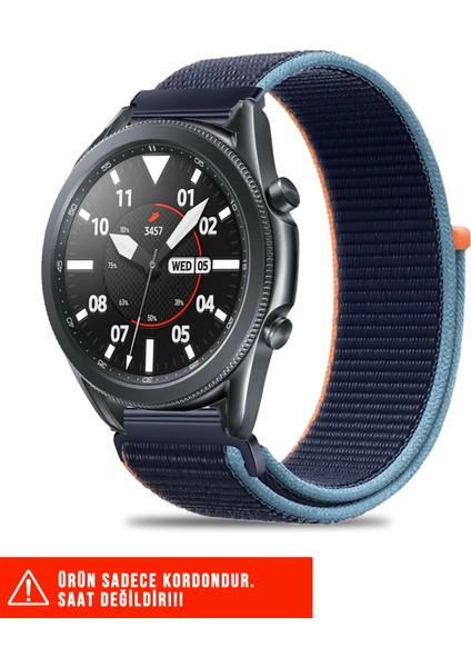 Samsung Galaxy Watch 46MM / Galaxy Watch 3 45MM / Gear S3 Uyumlu Hasır Örgü Spor Cırtlı Kordon 22MM