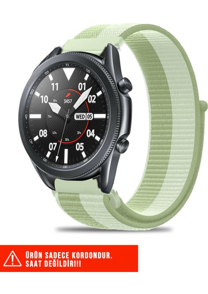 Samsung Galaxy Watch 46MM / Galaxy Watch 3 45MM / Gear S3 Uyumlu Hasır Örgü Spor Cırtlı Kordon 22MM