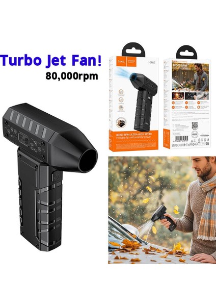 2in1 Şarjlı Araç Kurutucu Mini Turbo Jet Fanı Toz Alma Su Dağıtma Araç Süpürgesi ve Hava Kompresörü El Feneri Özeliikli 80000RPM