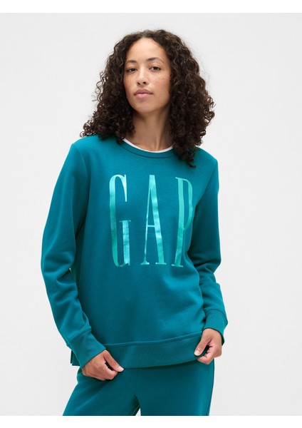 Kadın Mavi Gap Logo Crewneck Sweatshirt