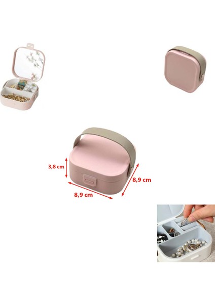 Kapaklı, Taşıma Kulplu, Aynalı, 4 Bölmeli Küçük Düzenleyici Makyaj Takı Organizeri Küçük Taşınabilir Organizer (Ayna Yakından Gösterim Sağlar!) fiyatları