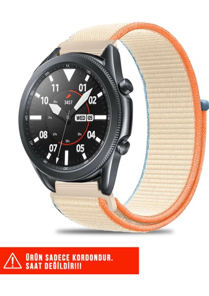 Samsung Galaxy Watch 46MM / Galaxy Watch 3 45MM / Gear S3 Uyumlu Hasır Örgü Spor Cırtlı Kordon 22MM