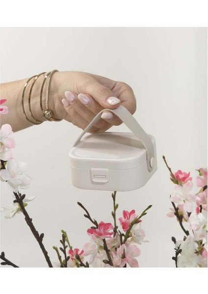 Kapaklı, Taşıma Kulplu, Aynalı, 4 Bölmeli Küçük Düzenleyici Makyaj Takı Organizeri Küçük Taşınabilir Organizer (Ayna Yakından Gösterim Sağlar!) fırsatları