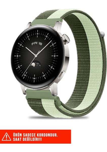 Huawei Watch Gt / Gt2 / Gt3 Elegant 42MM Uyumlu Hasır Örgü Spor Cırtlı Pratik Naylon Kordon 20MM