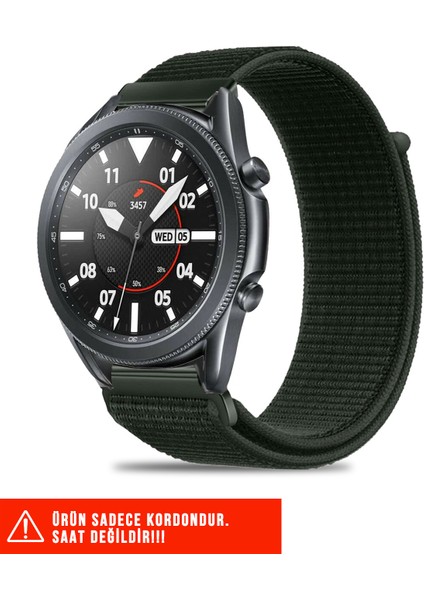Samsung Galaxy Watch 46MM / Galaxy Watch 3 45MM / Gear S3 Uyumlu Hasır Örgü Spor Cırtlı Kordon 22MM