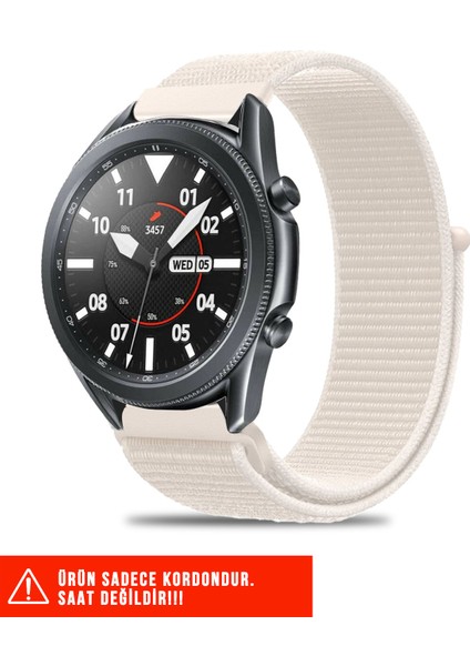Samsung Galaxy Watch 46MM / Galaxy Watch 3 45MM / Gear S3 Uyumlu Hasır Örgü Spor Cırtlı Kordon 22MM