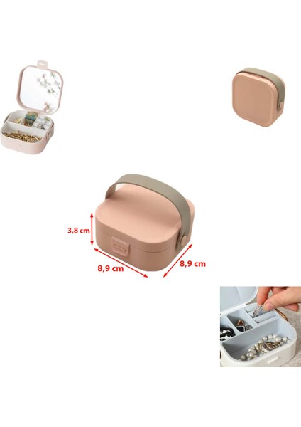 Kapaklı, Taşıma Kulplu, Aynalı, 4 Bölmeli Küçük Düzenleyici Makyaj Takı Organizeri Küçük Taşınabilir Organizer (Ayna Yakından Gösterim Sağlar!) fiyatları