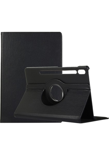 Galaxy Tab S7 Fe Uyumlu 360° Kapaklı Tablet Kılıfı Siyah Renk (Stand Olarak Kullanım + Uyku Modlu)