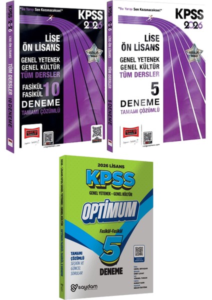 2026 Kpss Lise Ön Lisans Fasikül Fasikül 10 Deneme ve 5 Deneme - Lisans Optimum 5 Deneme