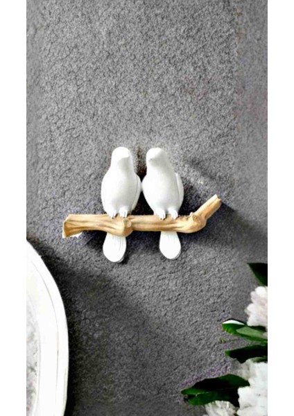 Beyaz Kuşlar Duvar Dekoru ve Ikili Askılık