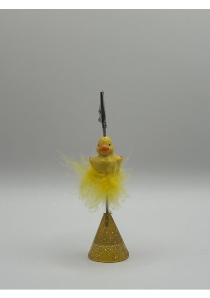 Tüylü Sarı Ördek Tasarımlı Masaüstü Not Tutucu – Yaylı & Klipsli Dekoratif Notluk fırsatları