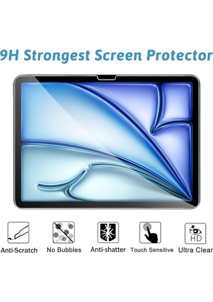 Apple iPad Air 6.nesil M2 Uyumlu Ön Koruma Cam Ekran Koruyucu 9h Temperli Cam Film, Hd Şeffaf modelleri