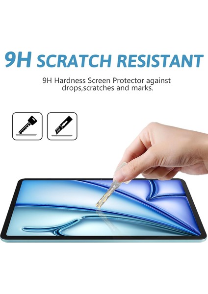 Apple iPad Air 6.nesil M2 Uyumlu Ön Koruma Cam Ekran Koruyucu 9h Temperli Cam Film, Hd Şeffaf