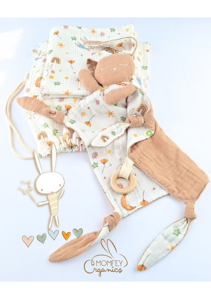 %100 Organik Müslin Tuli Bebek Battaniye ve Oyun Arkadaşı Seti – 95X95 cm fiyatları