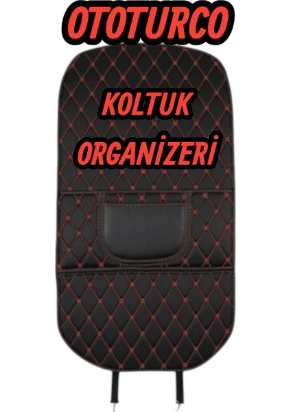 Araç Koltuk Arkası Deri Organizer Sıyah-Kırmızı
