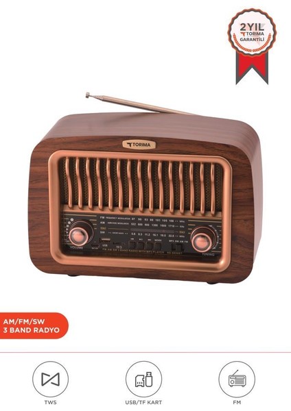 D-59 Ahşap Nostalji Radyo Kablosuz Bluetooth Hoparlör