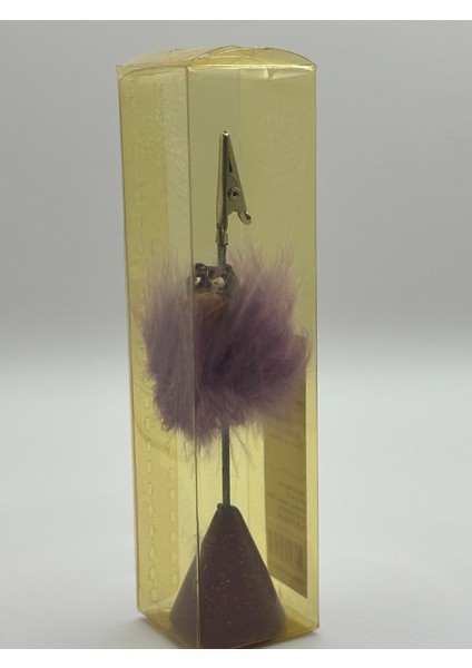 Mor Tüylü Inek Tasarımlı Masaüstü Not Tutucu – Eğlenceli & Klipsli Kartlık fiyatları