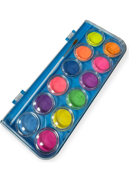 Keyroad Büyük Boy Neon Sulu Boya Seti, 12 Renk, Fırça Dahil