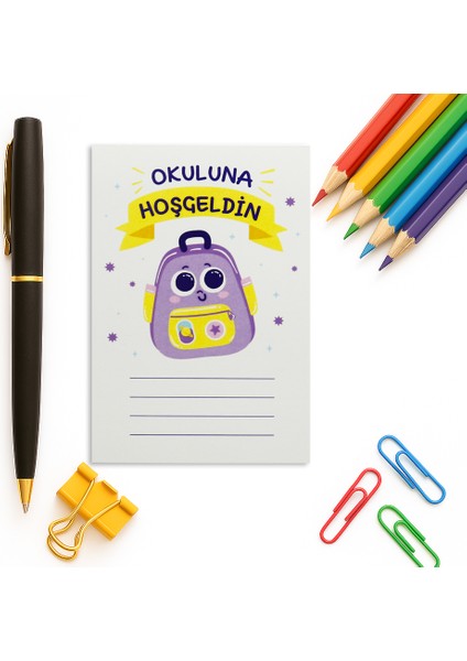 10 x 14 cm Okuluna - Sınıfına Hoşgeldin Baskılı Kart 30 Adet Model:2