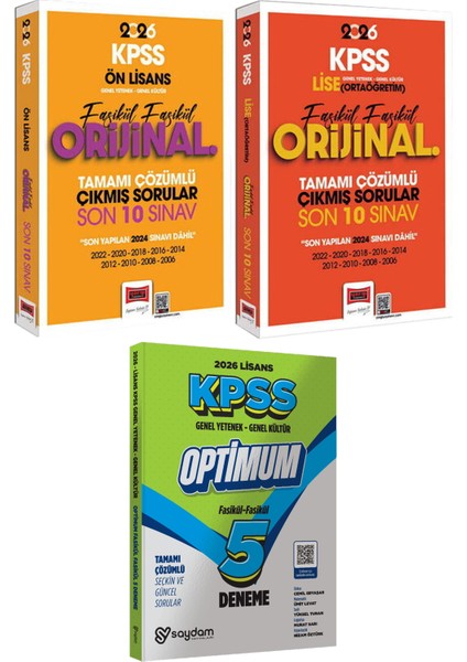 2026 Kpss Lise Ön Lisans Fasikül Fasikül Orijinal Çıkmış Son 10 Sınav - Lisans Optimum 5 Deneme
