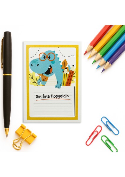 10 x 14 cm Okuluna - Sınıfına Hoşgeldin Baskılı Kart 30 Adet Model: 3