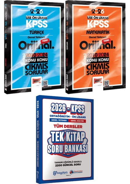 2026 Kpss Lise Ön Lisans Türkçe Matematik Orijinal Çıkmış 2010-2024 - Ortaöğretim Ön Lisans Tek Kitap Soru