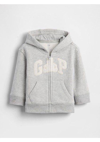 Bebek Gri Vintagesoft Bear Logo Fermuarlı Sweatshirt