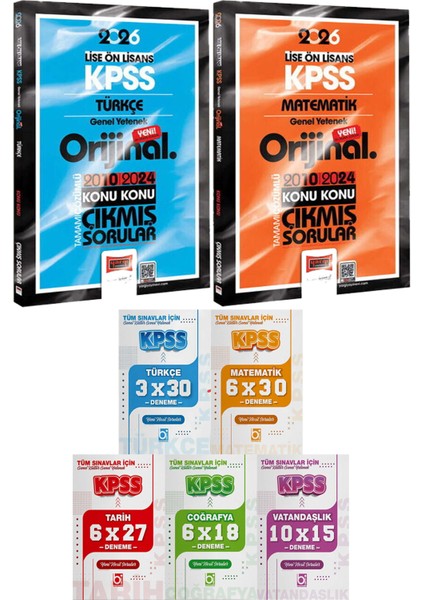 2026 Kpss Lise Ön Lisans Türkçe Matematik Orijinal Çıkmış 2010-2024 - 5 Ders 31 Deneme