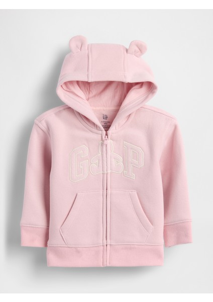 Bebek Pembe Vintagesoft Bear Logo Fermuarlı Sweatshirt