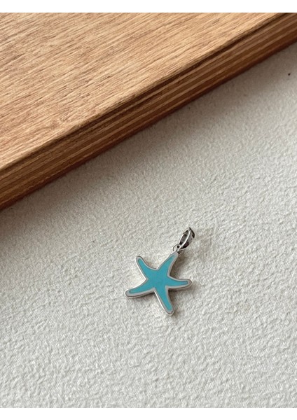 925 Ayar Gümüş Sıkma Firuze Taşlı Şans Yıldızı Gümüş Kolye Ucu