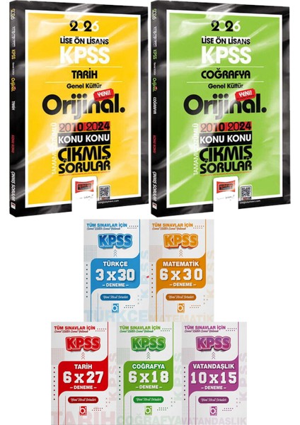 2026 Kpss Lise Ön Lisans Tarih Coğrafya Orijinal Çıkmış 2010-2024 - 5 Ders 31 Deneme