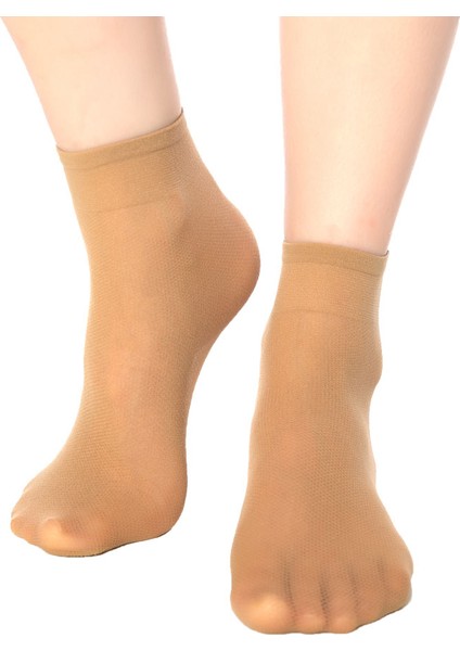 5 Çift 40 Denye Kadın Petek Dokulu Soket Çorap 57 Ten