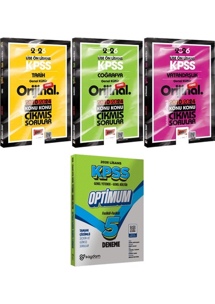 Lise Ön Lisans Tarih Coğrafya Vatandaşlık Orijinal Çıkmış 2010-2024 - Lisans Optimum 5 Deneme