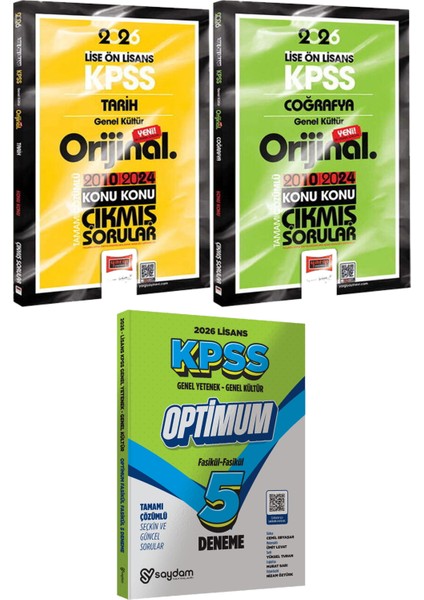 2026 Kpss Lise Ön Lisans Tarih Coğrafya Orijinal Çıkmış 2010-2024 - Lisans Optimum 5 Deneme