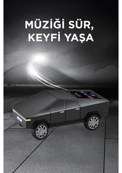 D68 Siyah Cybertruck Araba Tasarımlı Bluetooth Hoparlör 15W Güçlü Ses Rgb LED /tws/usb modelleri