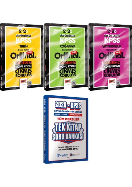 Lise Ön Lisans Tarih Coğrafya Vatandaşlık Orijinal Çıkmış 2010-2024 - Ortaöğretim Ön Lisans Tek Kitap Soru