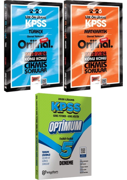 2026 Kpss Lise Ön Lisans Türkçe Matematik Orijinal Çıkmış 2010-2024 - Lisans Optimum 5 Deneme