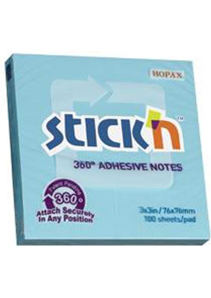 Stıckn Yapışkanlı Not Kağıdı 360° 100 Yp 76X76 Mavi HE21553
