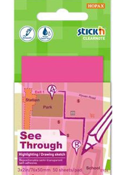 Stıckn Yapışkanlı Not Kağıdı Yarı Saydam 50 Yp 76X51 Neon Pembe 21707