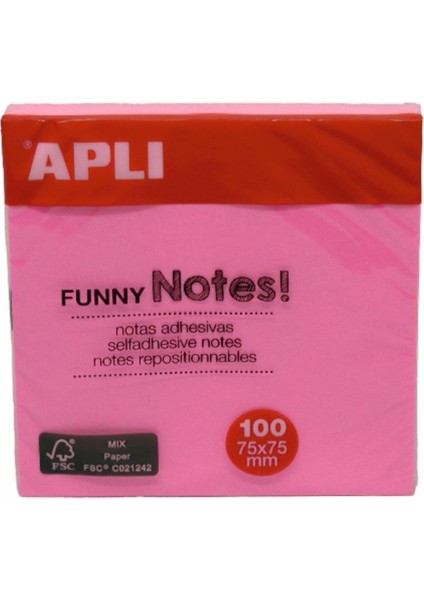 Yapışkanlı Not Kağıdı Pembe Funny 100 Yp 75X75 11898