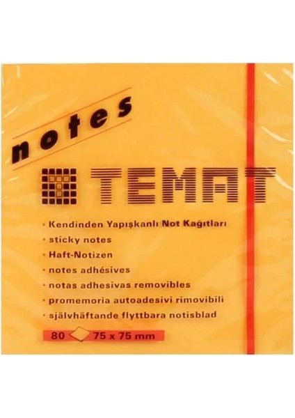 Yapışkanlı Not Kağıdı Fosforlu Turuncu 75X75 mm 11234