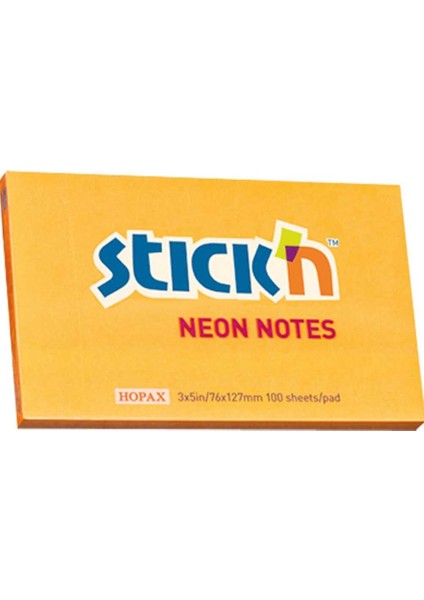 Stıckn Yapışkanlı Not Kağıdı Neon Turuncu 76X127 mm 100 Yp HE21168