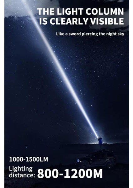 PS-9954 5000 Lümen 30W Zoomlu LED Powerbank Özellikli Şarjlı Profesyonel El Feneri