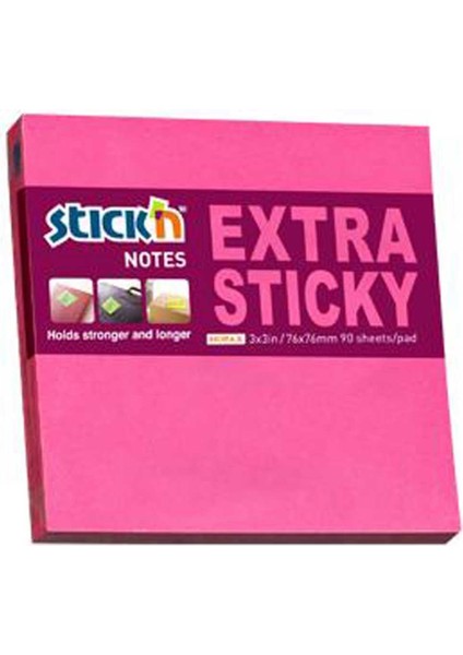Stıckn Yapışkanlı Not Kağıdı Extra 90 Yp 76X76 Neon Pembe HE21671