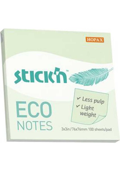 Stıckn Yapışkanlı Not Kağıdı 100 Yp 76X76 Eco Pastel Yeşil HE21748