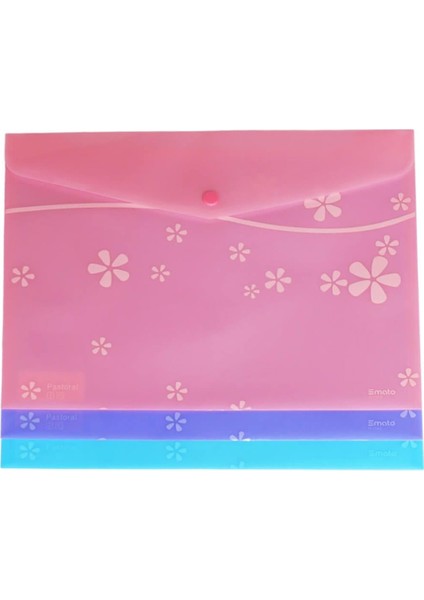 Çıtçıtlı Evrak Zarfı Mat Çiçek Desenli Mor W7542