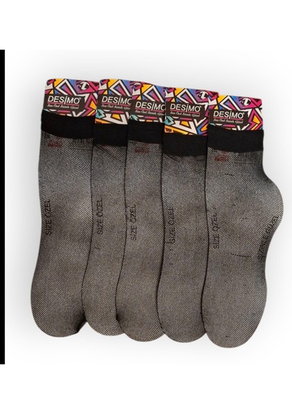 5 Çift 40 Denye Kadın Petek Dokulu Soket Çorap Siyah fiyatları