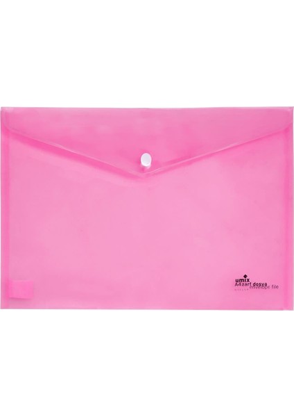 Çıtçıtlı Şeffaf Zarf Dosya Pembe Eco U1120P-PE-ECO