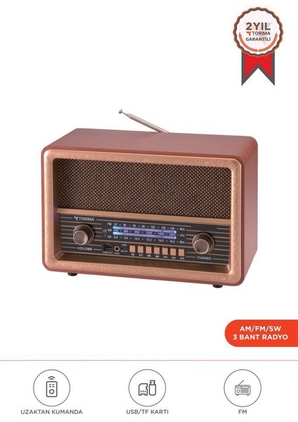 D56 Ahşap Nostaljik Uzaktan Kumandalı Bluetooth Hoparlör – Radyo, Usb/tf, Tws, Şarjlı
